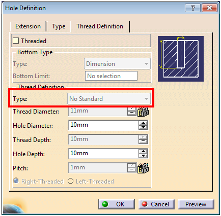 Creating Thread Standards in CATIA V5 Using an XML File